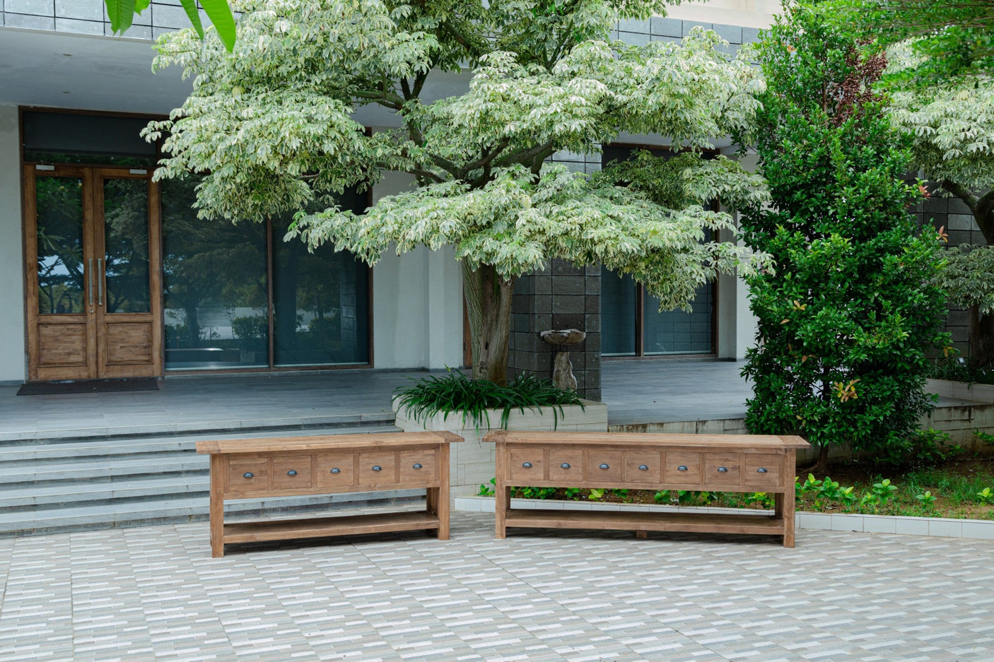 Rustikales Teak Sideboard mit Schubladen 200 / 250 cm