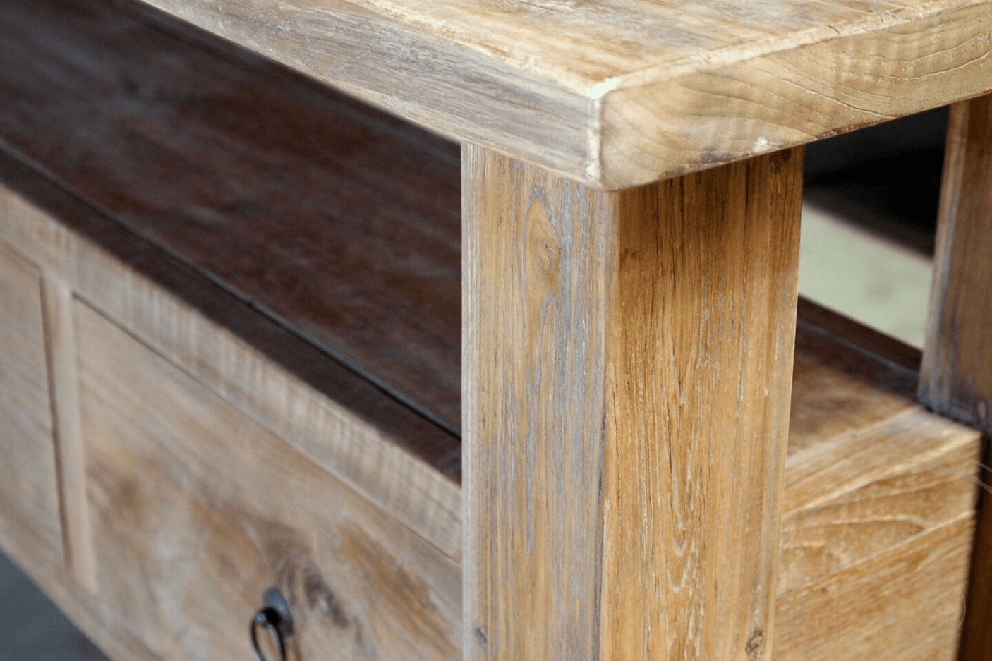 Teak sidetable 120cm oud hout - Souren Meubels