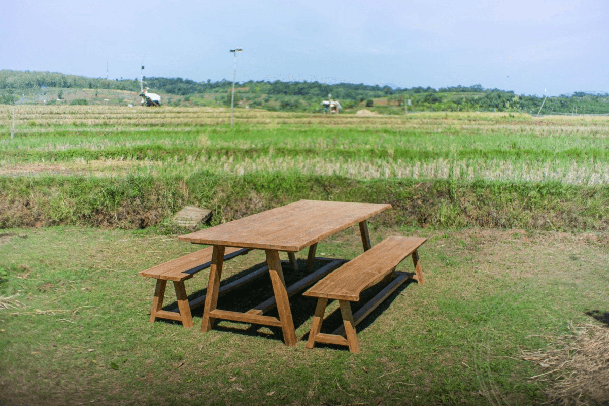 Teak Gartentisch Java 240 x 100 + 2 Teak Gartenbänke Java 240