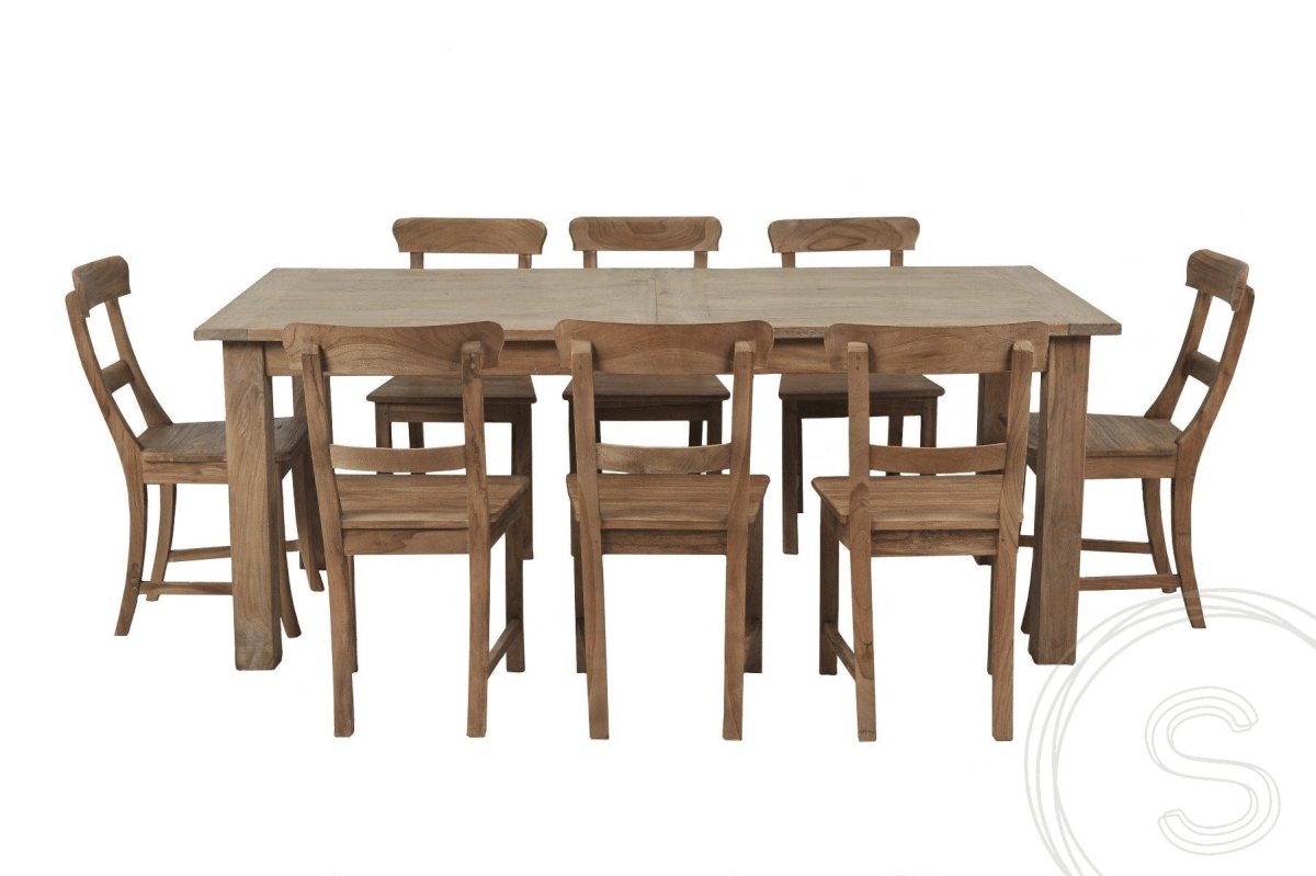 Teak Tisch Ausziehbar 200-250-300x100 + 12 Stühle