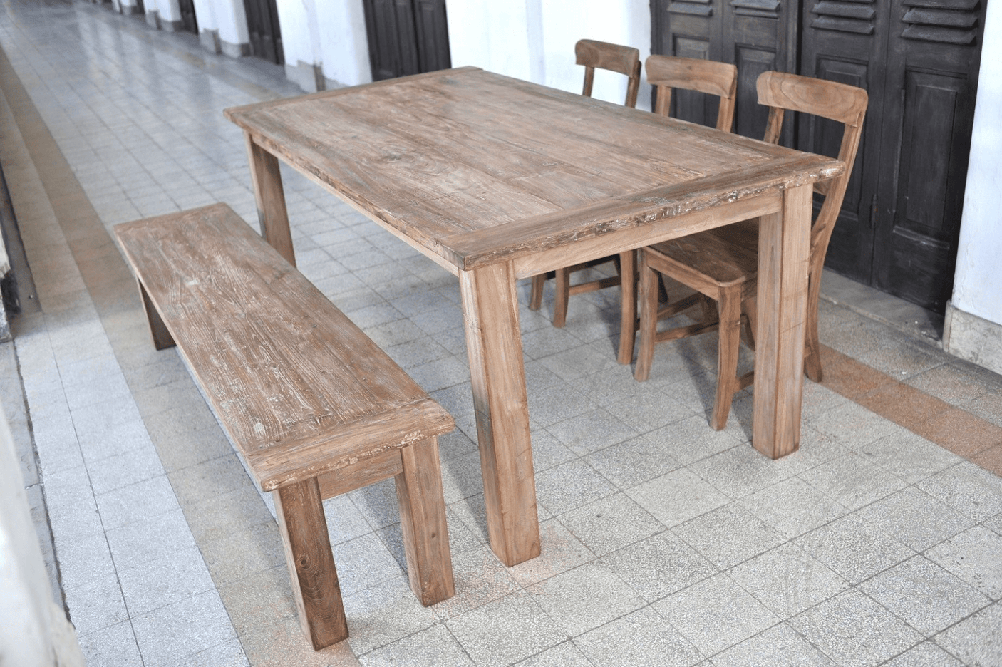 Teak bank 160cm oud hout - Souren Meubels
