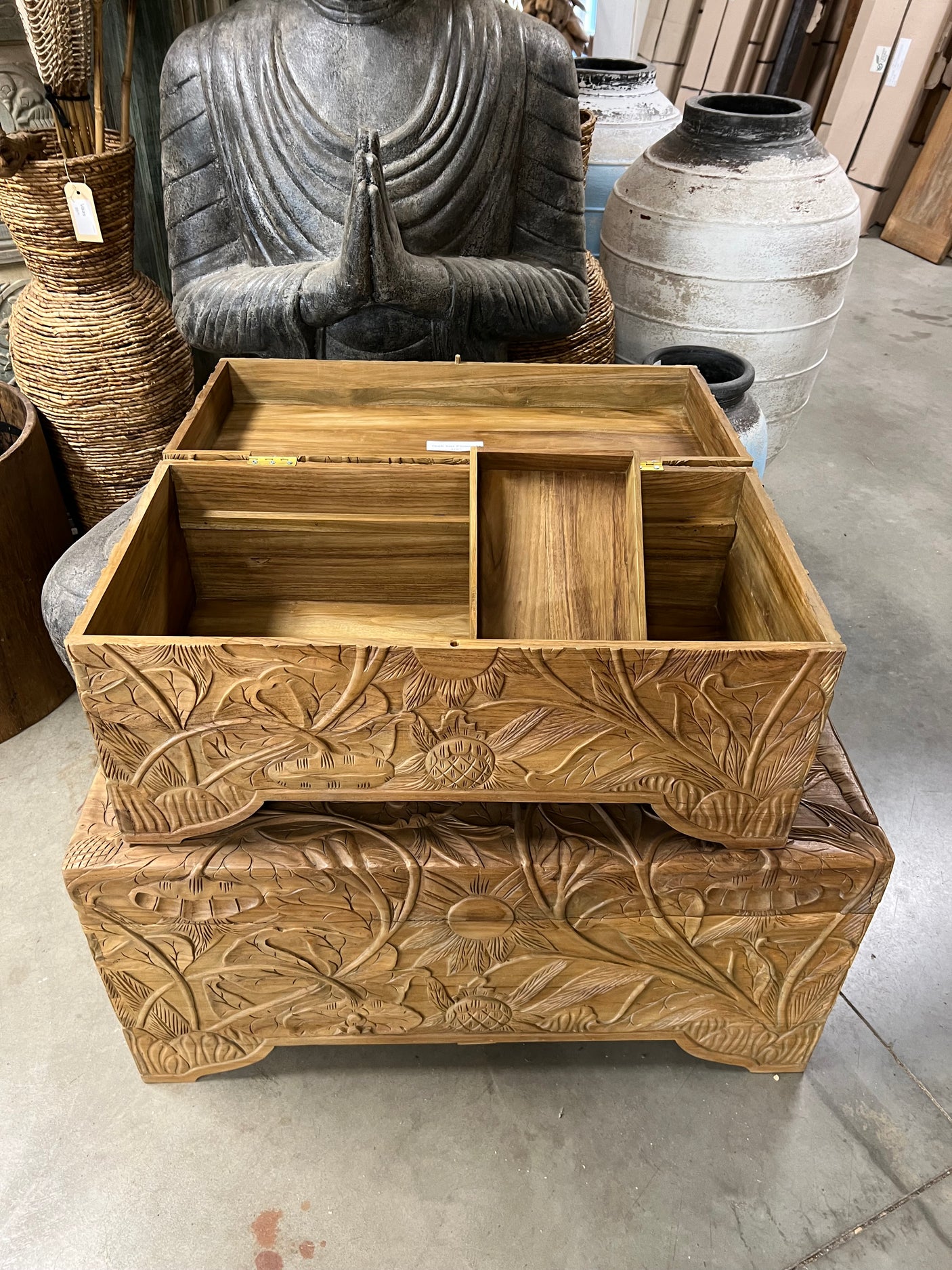 Teak-Blumentruhe M - 80x40x39cm