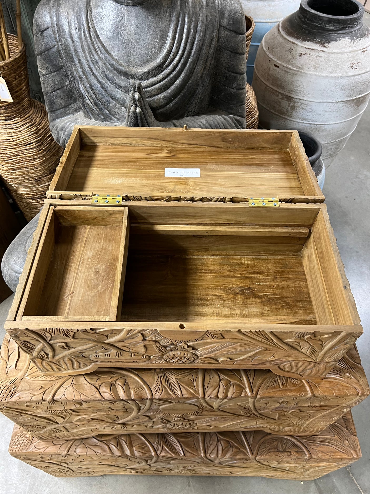 Teak-Blumentruhe S - 60x30x29cm