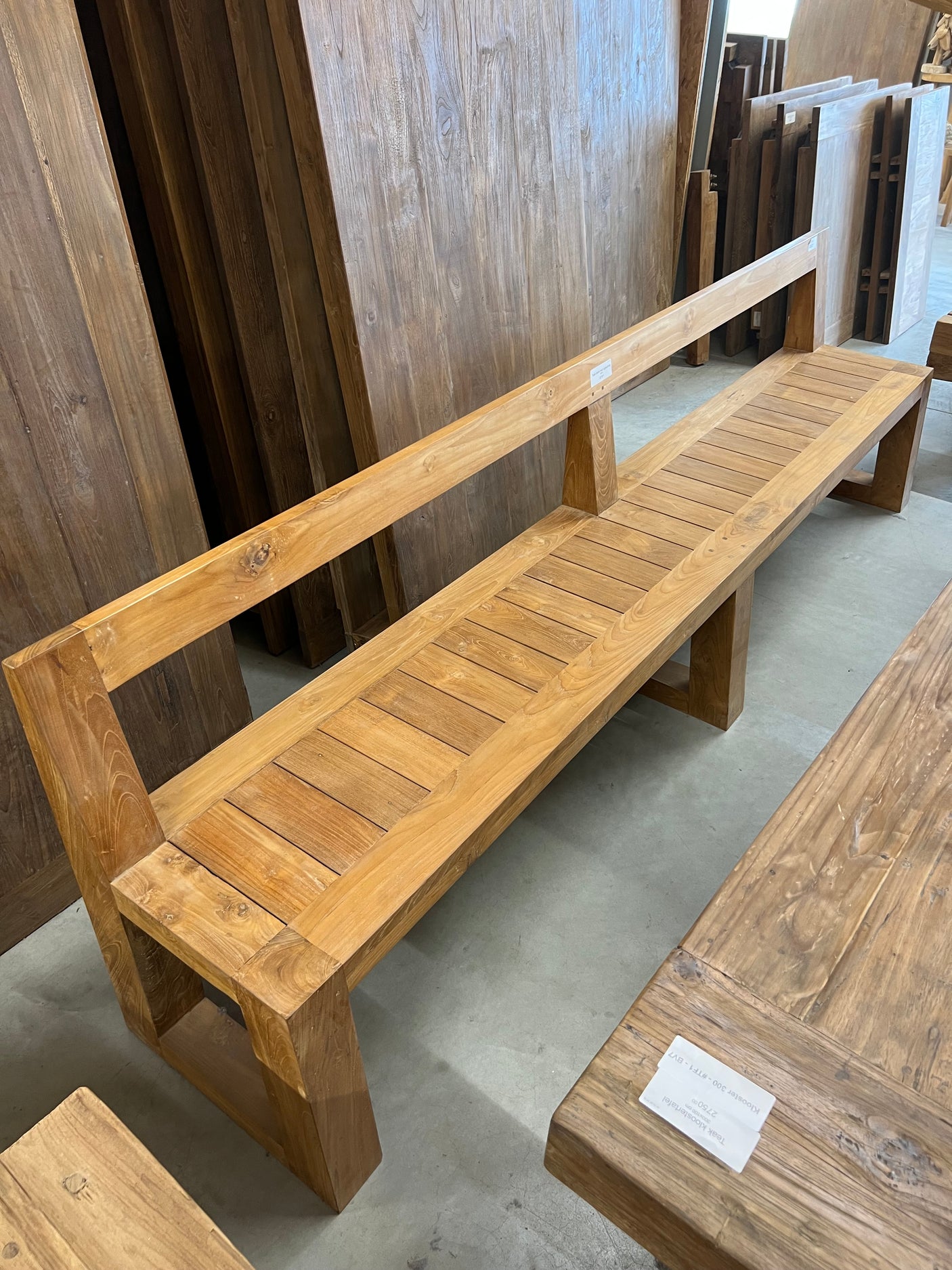 Teak-Bank mit Rückenlehne - 280x45x80cm