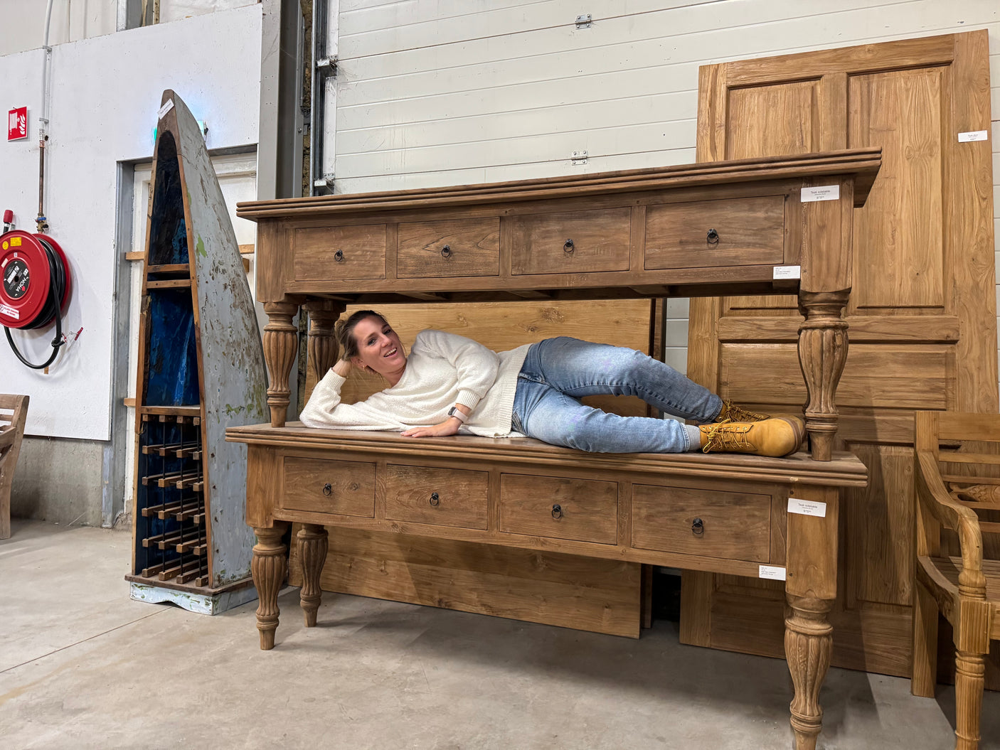 Teak Wandtisch Reclaimed