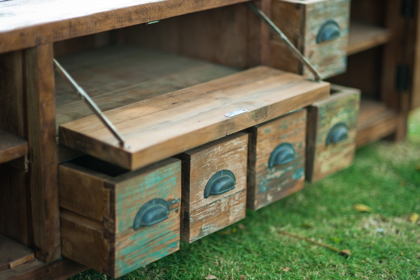 Teak tv - meubel bangku Riet - Souren Meubels