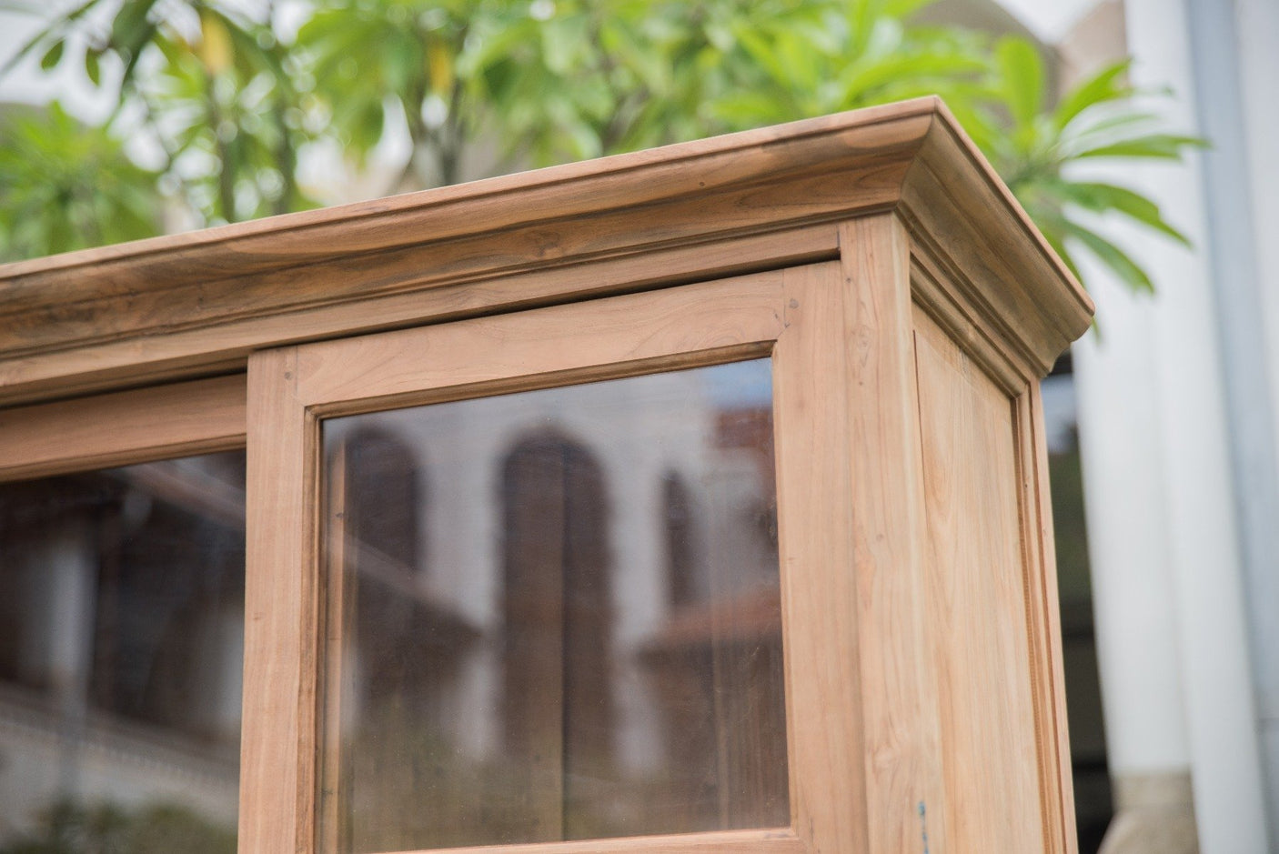 Teak vitrinekast 250cm XXL - Souren Meubels