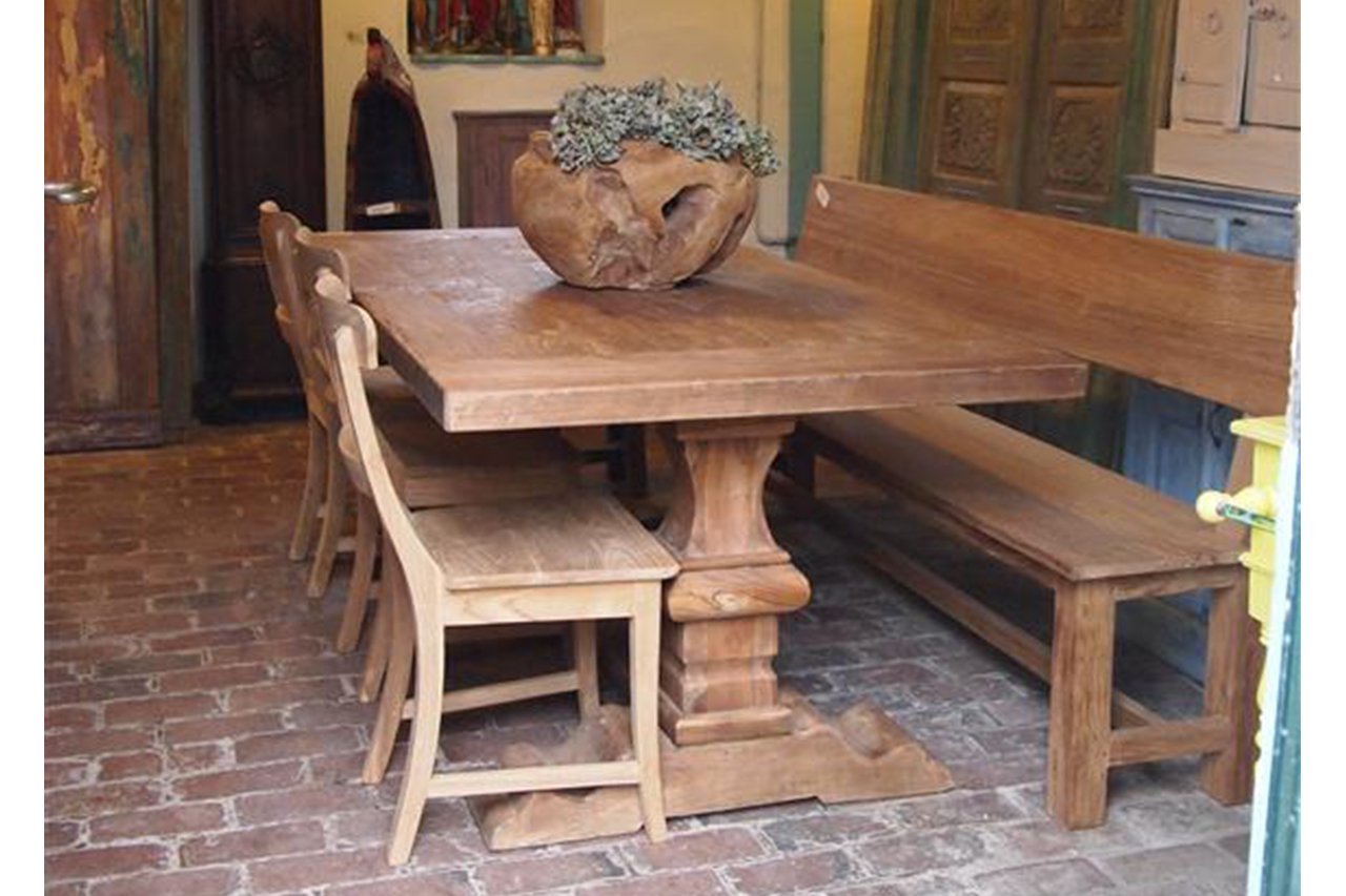 Teak kloostertafel 200x90 - Souren Meubels