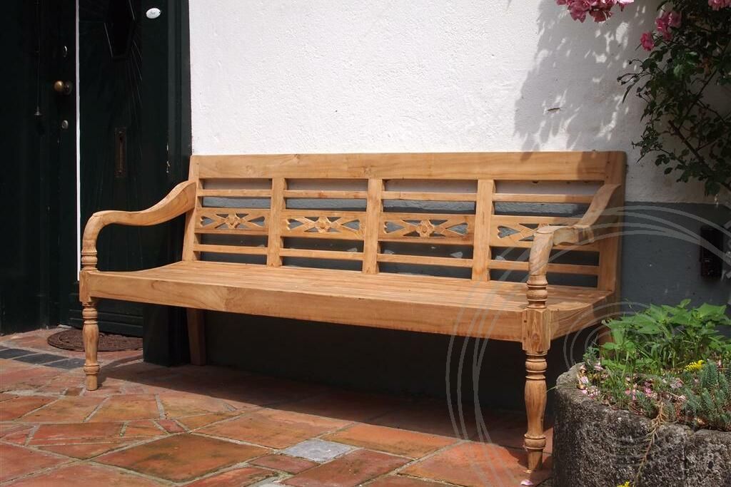Teak Bahnhofsbank 4 Sitzer