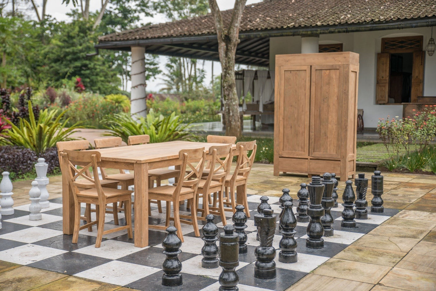 Teak stoel Mariotto met kruis - Souren Meubels