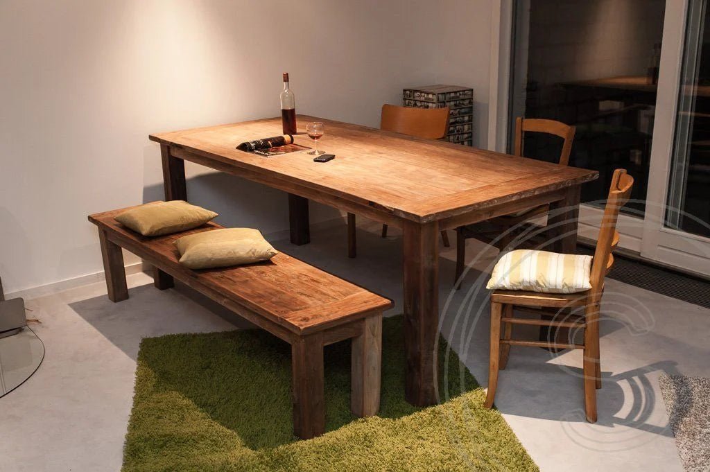 Teak tafel 200 x 90 oud hout - Souren Meubels