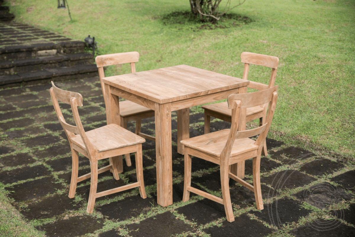 Teak Tisch 80x80 + 4 Stühle