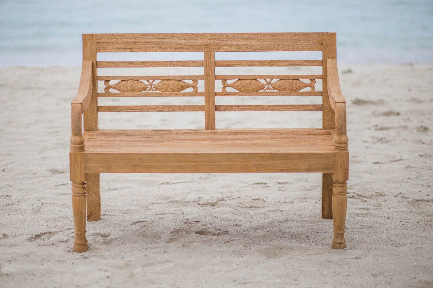 Teak Bahnhofsbank 2 Sitzer Fish