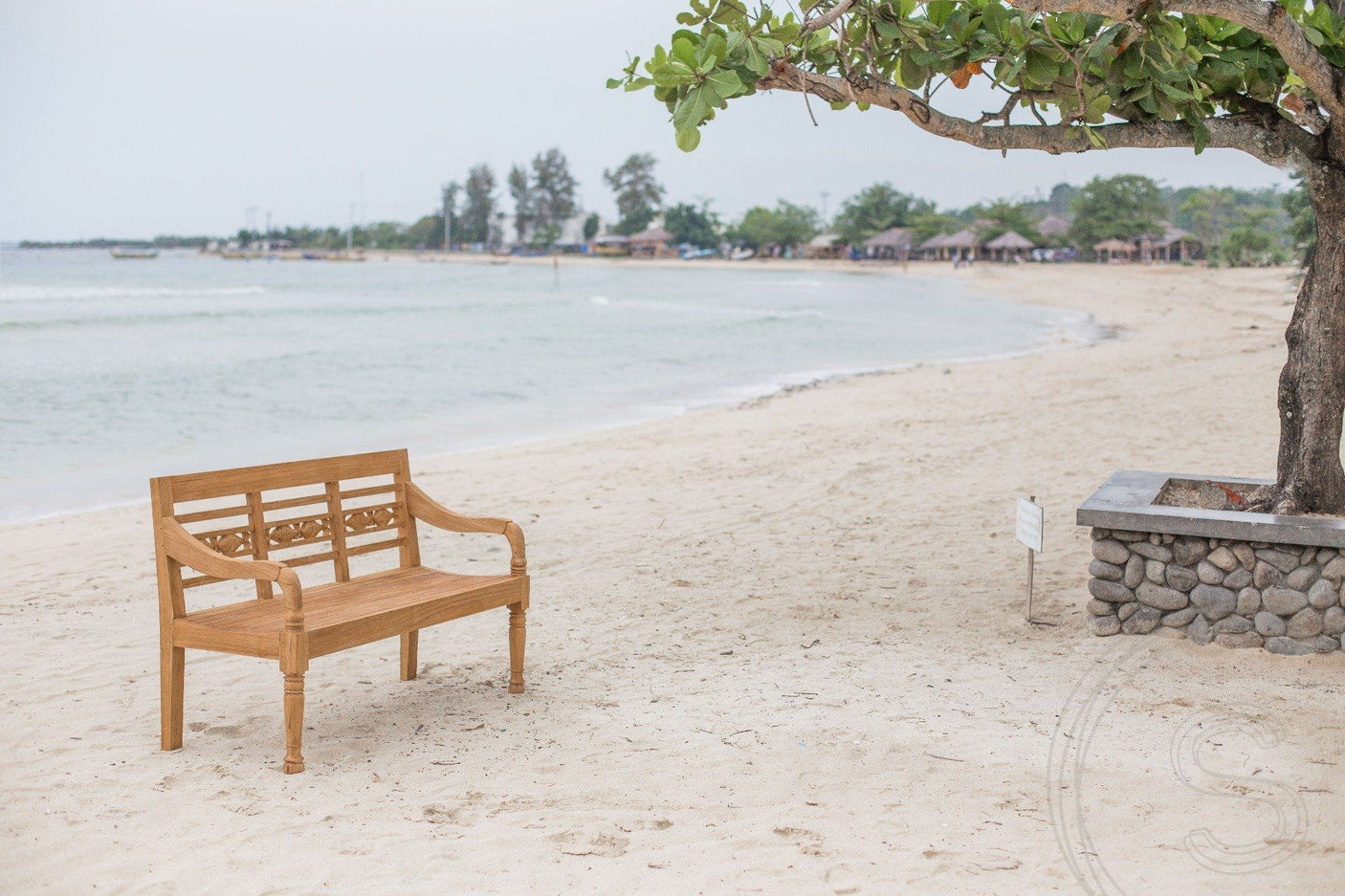 Teak Bahnhofsbank 3 Sitzer Fish