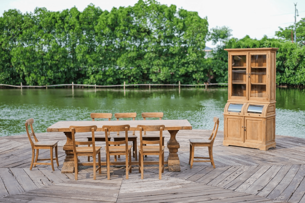 Teakholz Buffettschrank 110cm runden Klappen - Souren Furniture (CH)