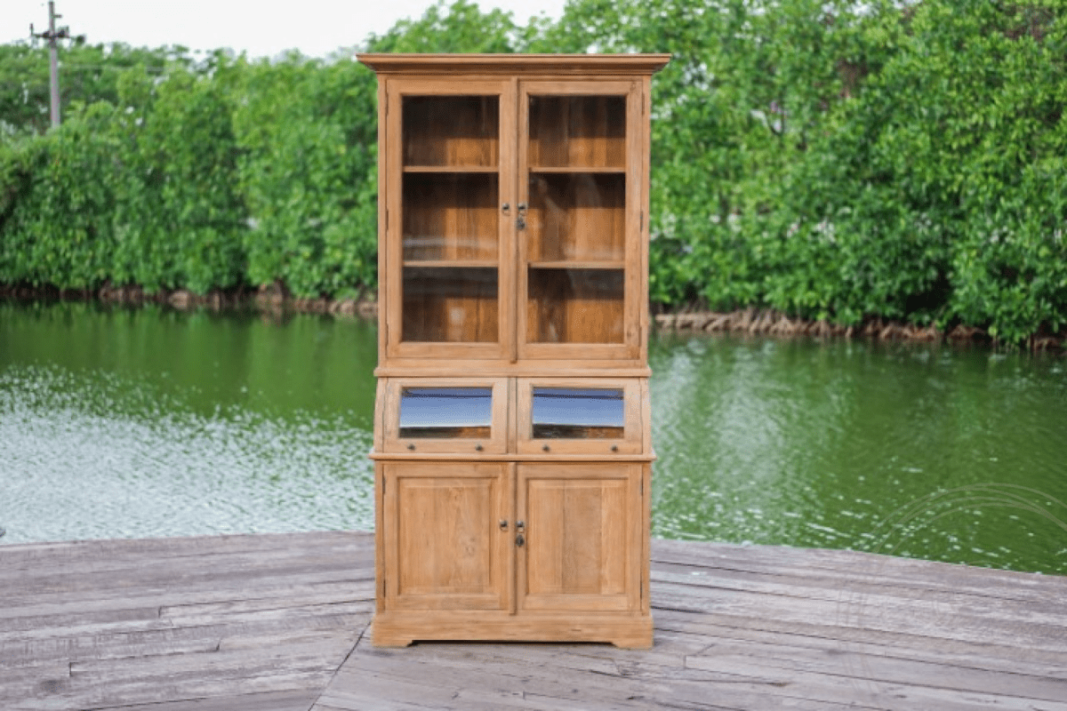 Teakholz Buffettschrank 110cm runden Klappen - Souren Furniture (CH)