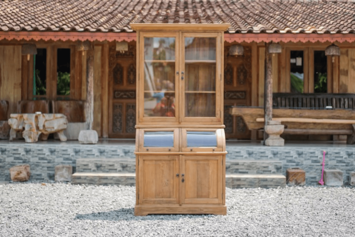 Teakholz Buffettschrank 110cm runden Klappen - Souren Furniture (CH)