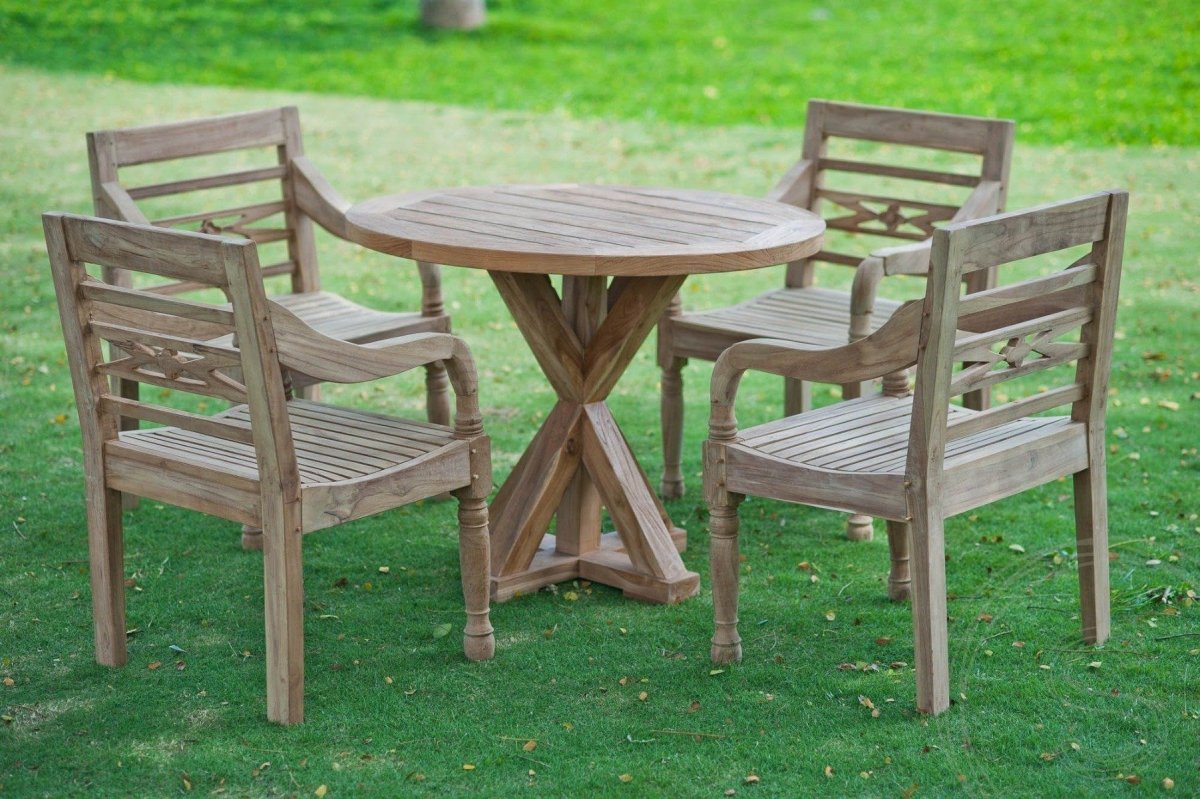 Teakholz Gartentisch rund 100 cm Cross - Souren Furniture (CH)