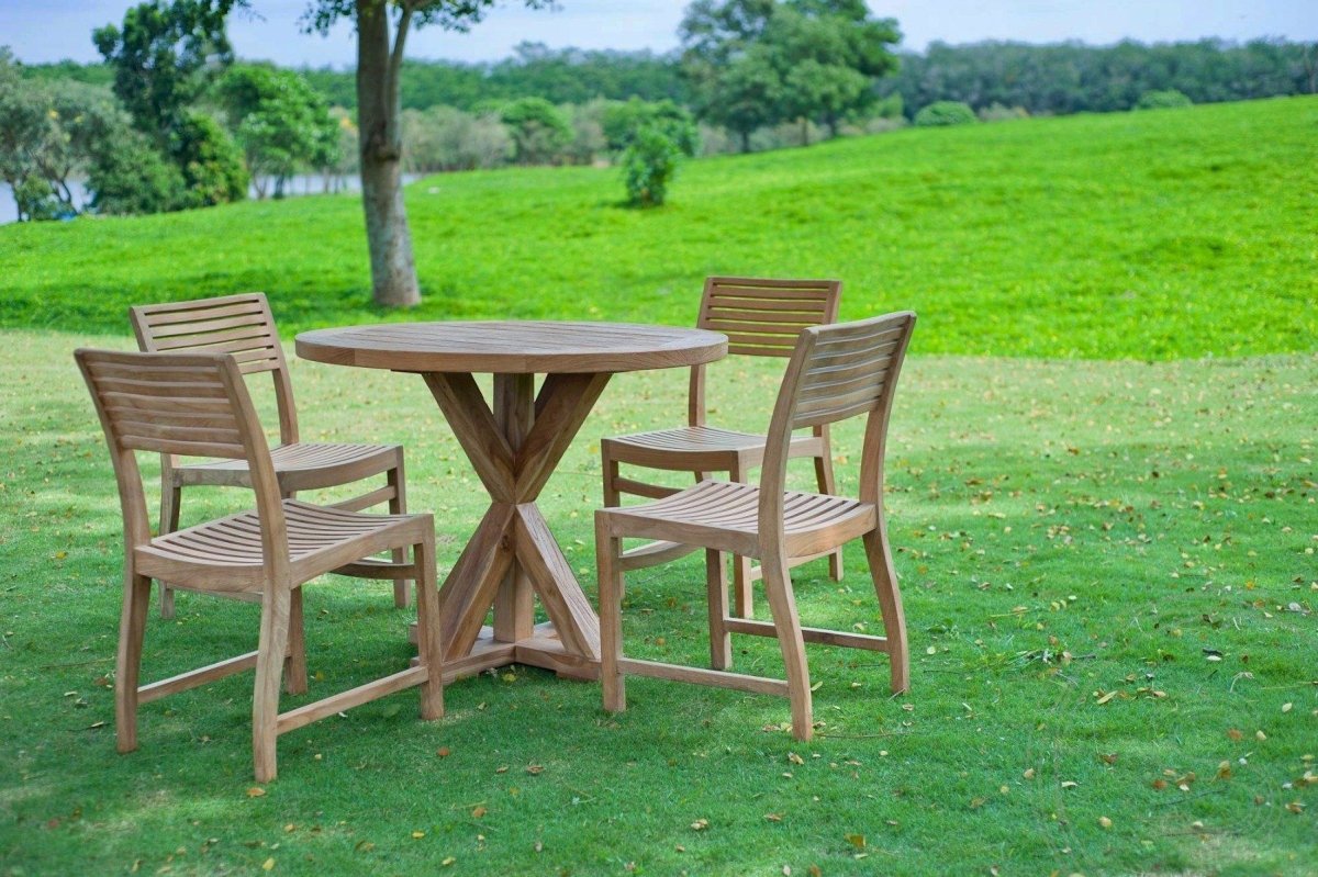 Teakholz Gartentisch rund 100 cm Cross - Souren Furniture (CH)