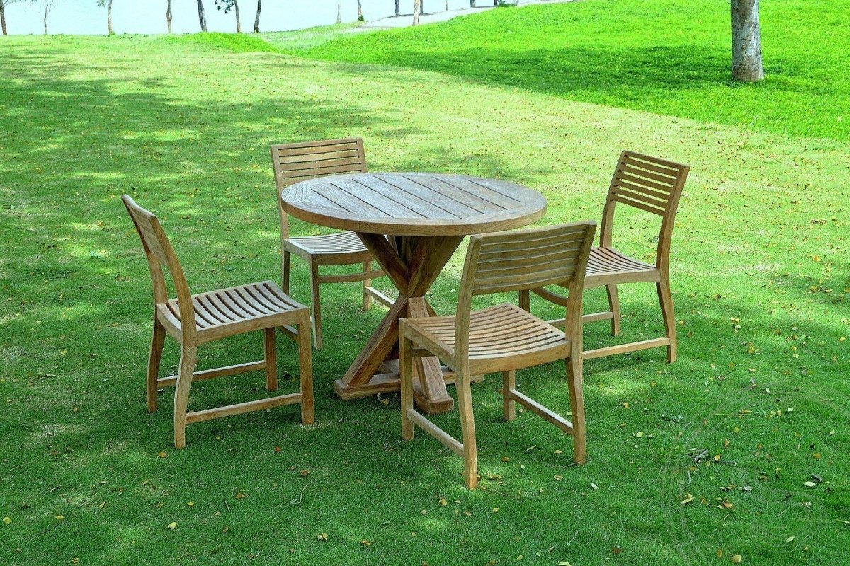 Teakholz Gartentisch rund 100 cm Cross - Souren Furniture (CH)