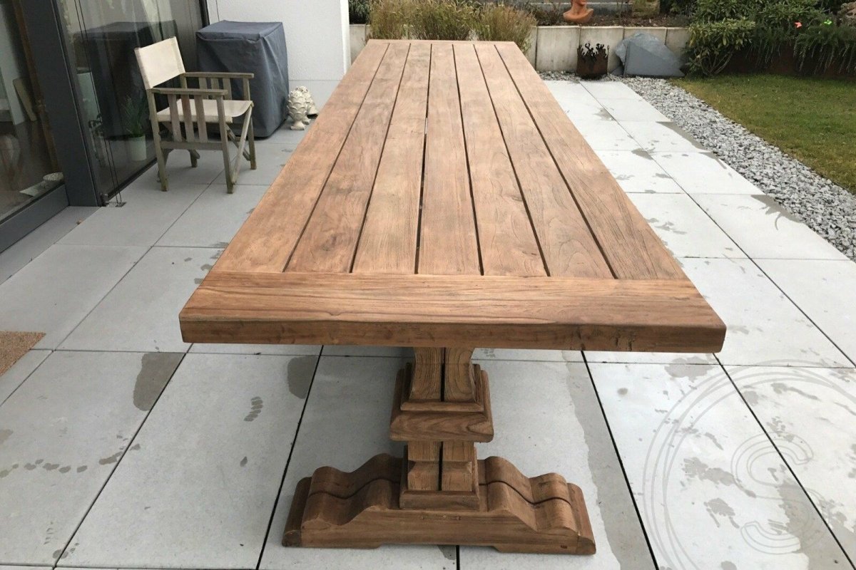 Teakholz Klostertisch Gartentisch 400 x 100 - Souren Furniture (CH)
