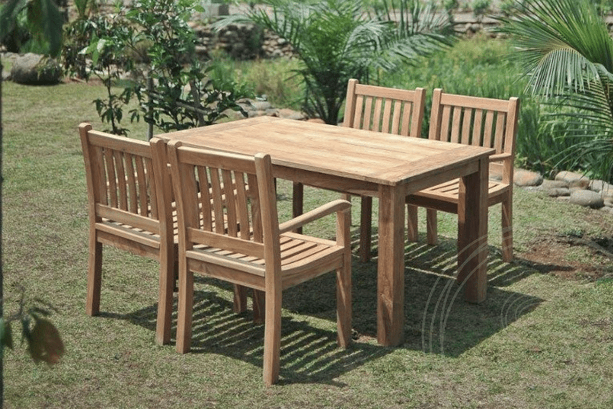 Teak Gartentisch 160x90cm + 4 Beaufort Stühle