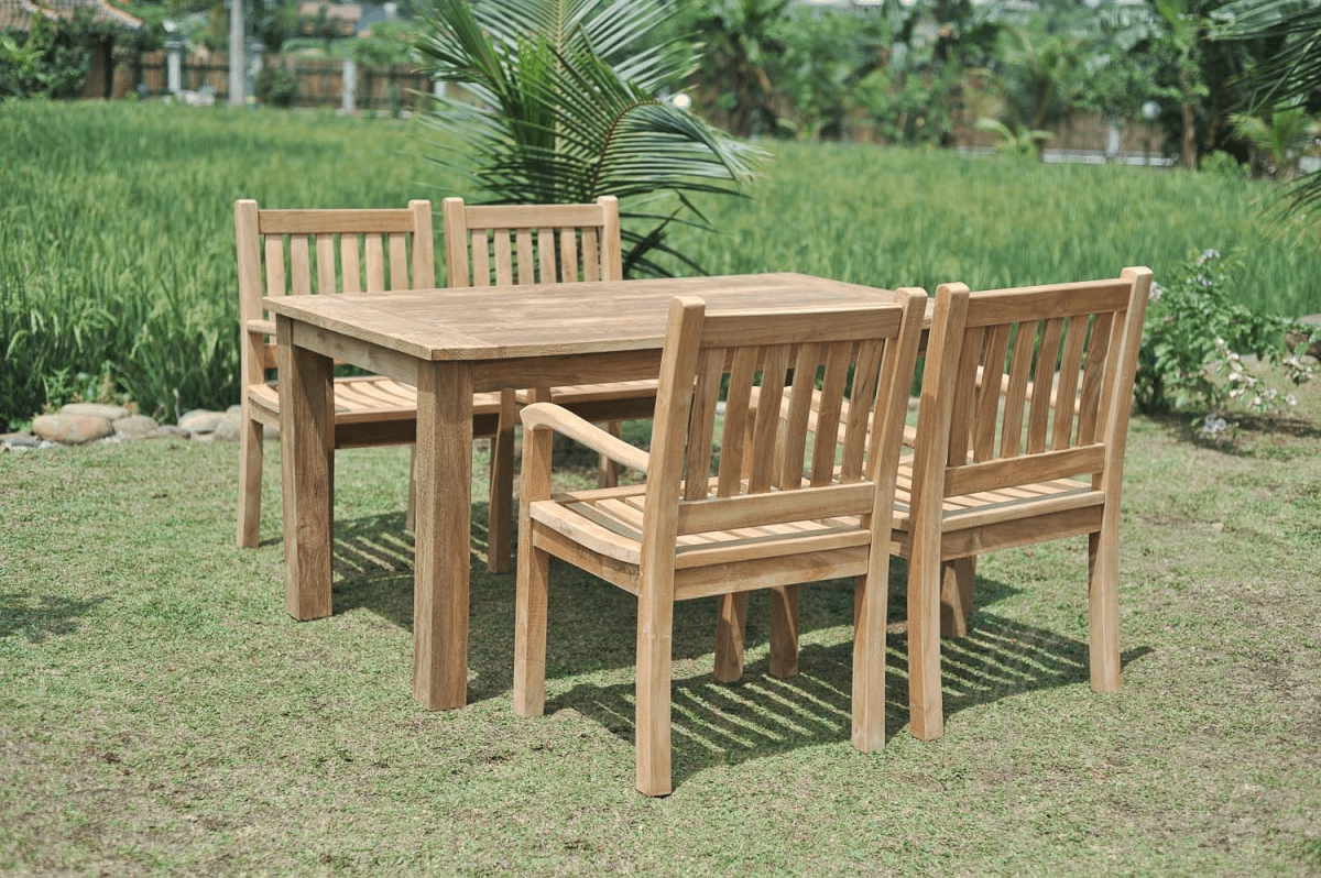 Teak Gartentisch 160x90cm + 4 Beaufort Stühle