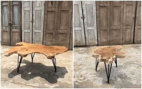 Nieuw! Teak salontafels met ijzeren pootjes - Souren Meubels