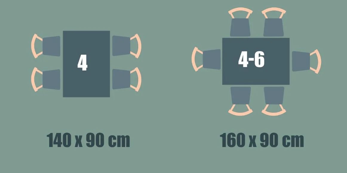 Afmetingen tafel voor 4-6 personen - Souren Meubels