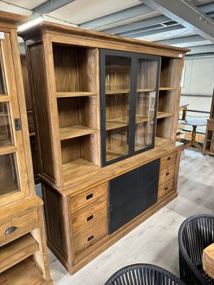 Teak-Buffetschrank mit Stahltüren 200cm