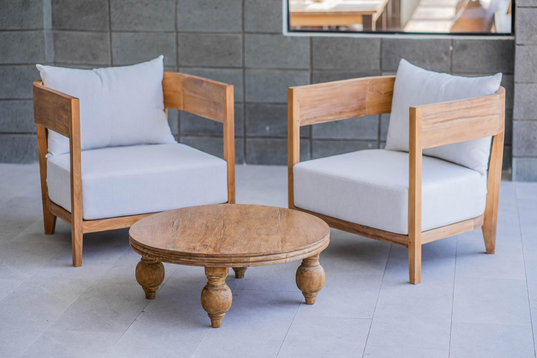 Teakholz Fauteuil Lura mit wetterfesten Kissen