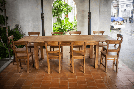 Ausziehtisch Teakholz Set 180 + 10 Stühle