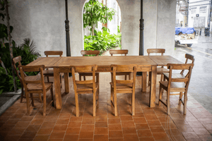 Ausziehtisch Teakholz Set 200 + 12 Stühle