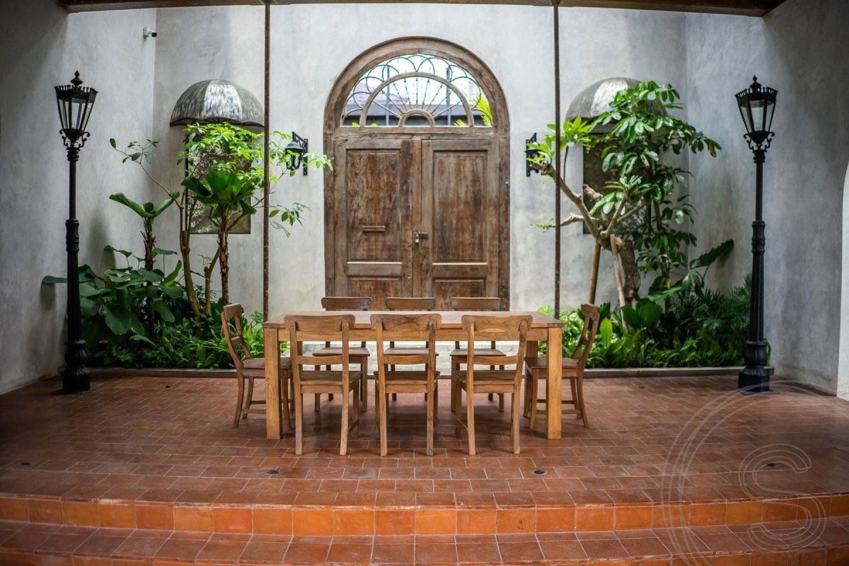 Ausziehtisch Teakholz Set 200 + 12 Stühle