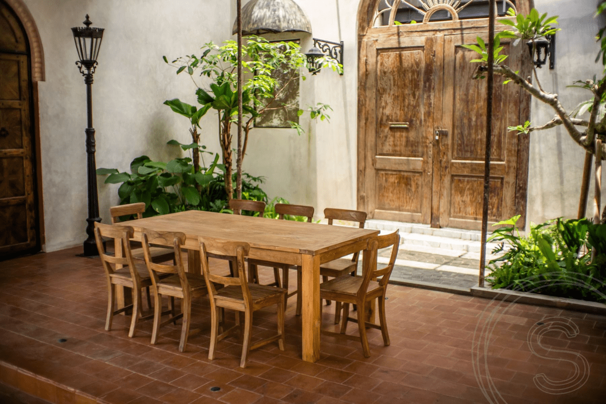 Ausziehtisch Teakholz Set 200 + 12 Stühle