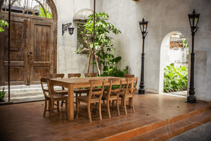 Ausziehtisch Teakholz Set 200 + 12 Stühle