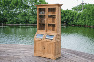 Teak grutterskast 110cm met bolle kleppen - Souren Meubels