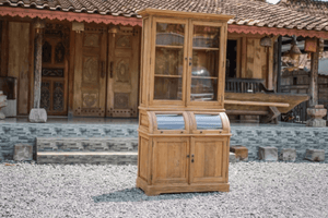 Teak grutterskast 110cm met bolle kleppen - Souren Meubels