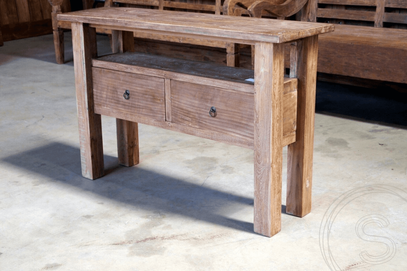 Teak sidetable 120cm oud hout - Souren Meubels