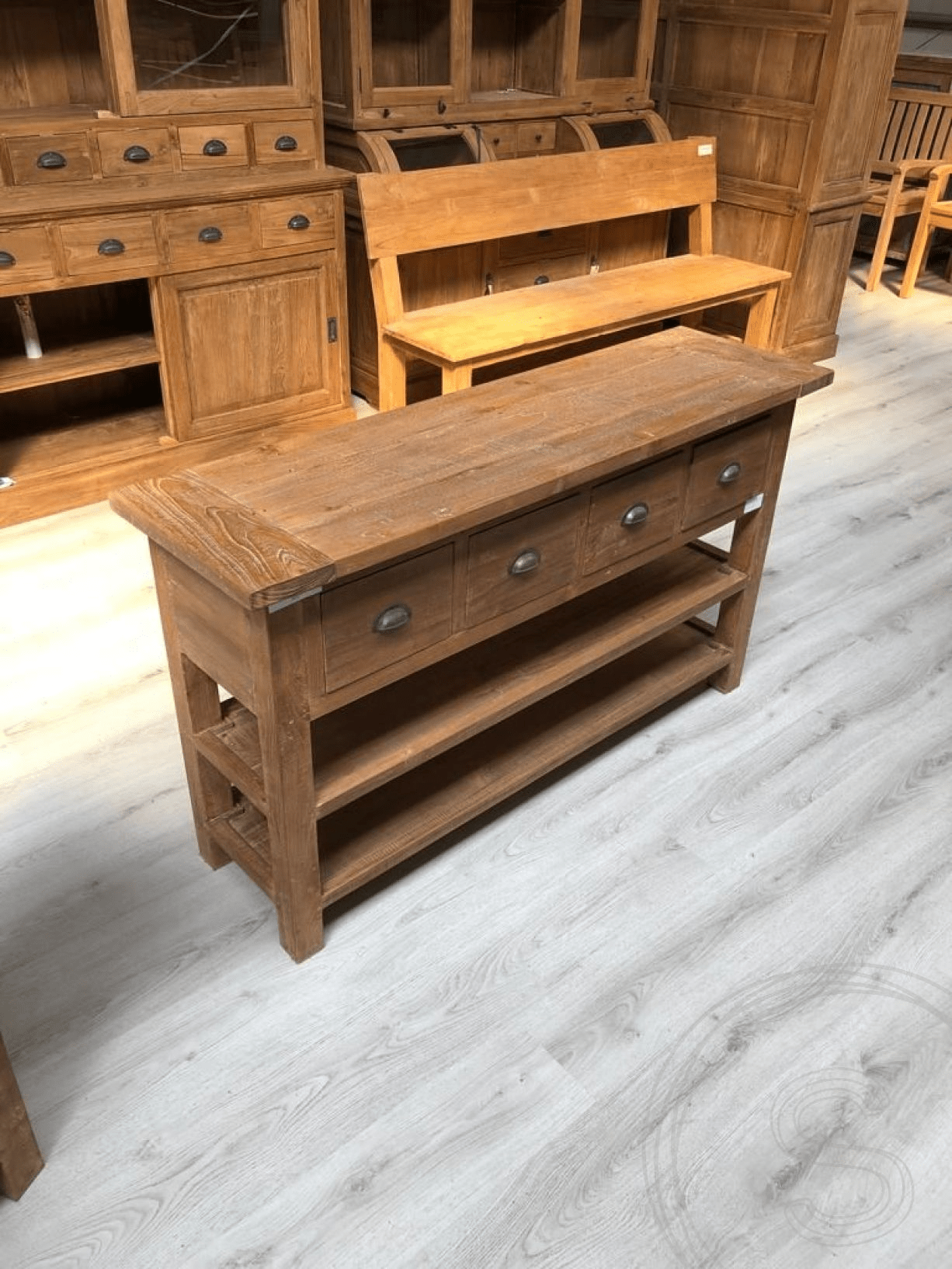 Teak Wandtisch Rustikal 120