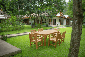 Teak Gartentisch 200 x 90 + 6 Gartenstühle Elephant