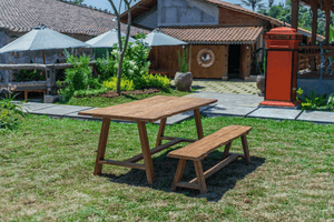 Teak Gartentisch Java 200 x 100 + Teak Gartenbank Java 200
