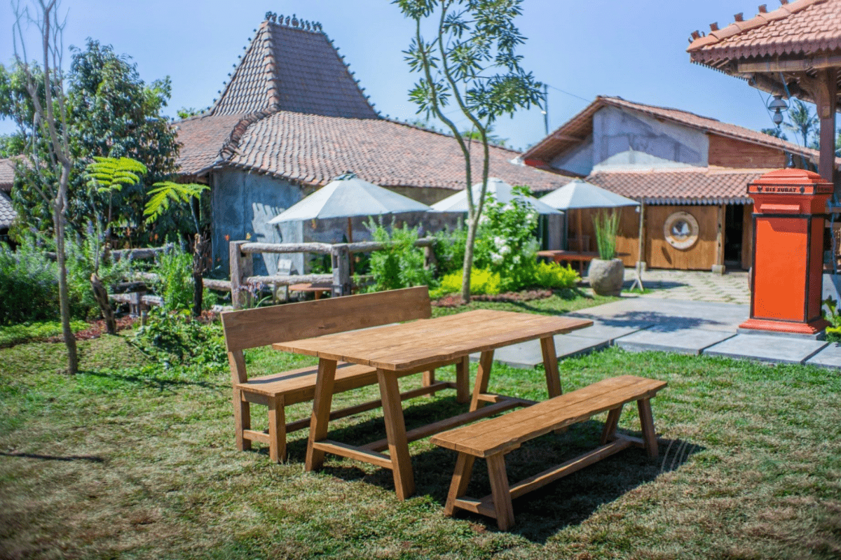 Teak Gartentisch Java 200 x 100 + Teak Gartenbank Java 200 + Teakholz Bank 200 Sandaran
