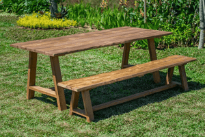 Teak Gartentisch Java 220 x 100 + Teak Gartenbank Java 220
