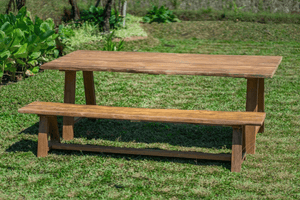 Teak Gartentisch Java 220 x 100 + Teak Gartenbank Java 220
