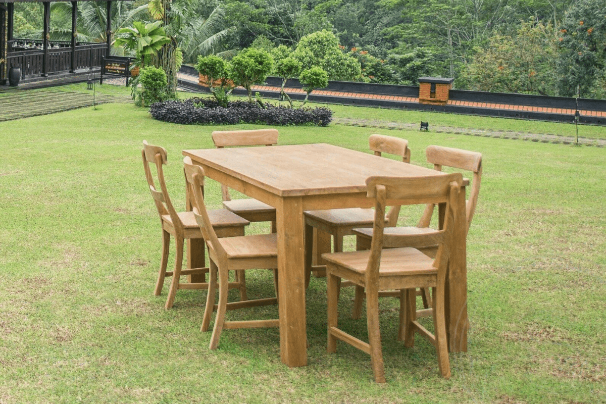 Teak Tisch 160x90 + 6 Stühle