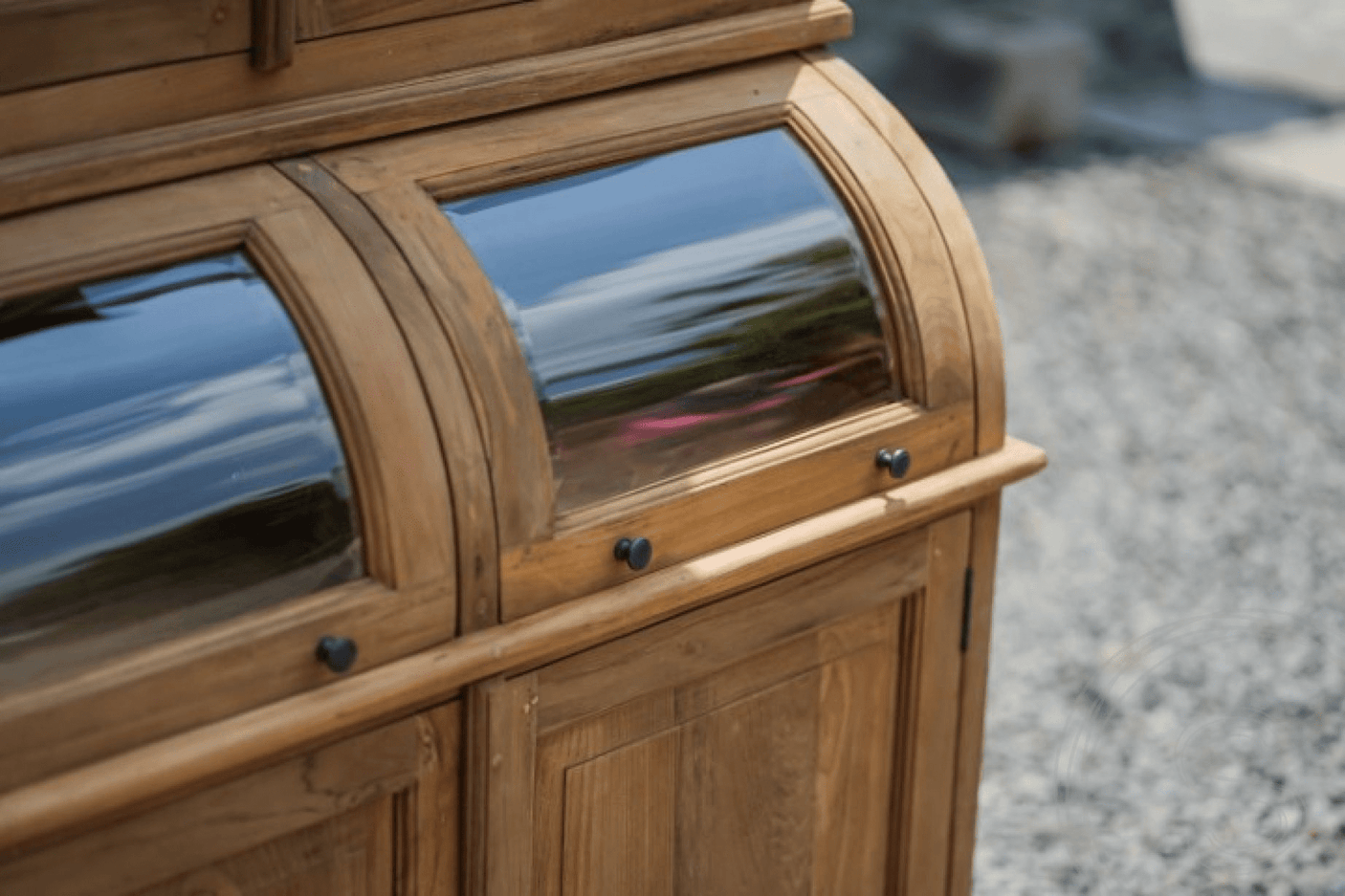 Teak grutterskast 110cm met bolle kleppen - Souren Meubels