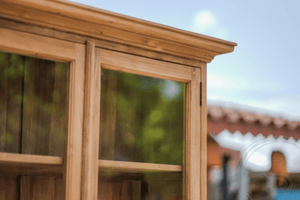 Teak grutterskast 110cm met bolle kleppen - Souren Meubels