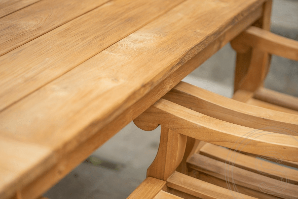 Teak Gartentisch 180 x 90 + 6 Gartenstühle Elephant