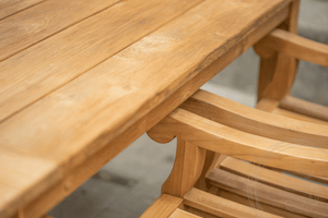 Teak Gartentisch 180 x 90 + 6 Gartenstühle Elephant